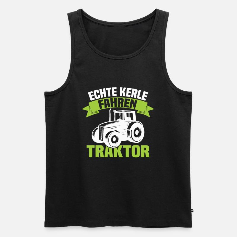 Echte Kerle fahren Traktor - Männer Premium Bio Tank Top - Schwarz