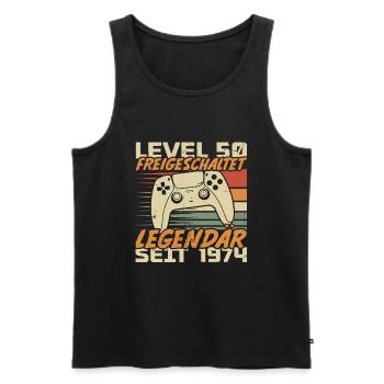 Level 50 freigeschaltet Legendär seit 1974 - Männer Premium Bio Tank Top - Schwarz - Vorne - Michal (187cm)