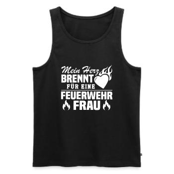 Mein Herz brennt für eine Feuerwehrfrau - Männer Premium Bio Tank Top - Schwarz - Vorne - AI Model Male 178 light (178cm)