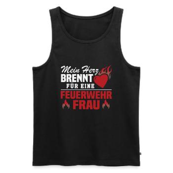 Mein Herz brennt für eine Feuerwehrfrau - Männer Premium Bio Tank Top - Schwarz - Vorne - AI Model Male 178 light (178cm)