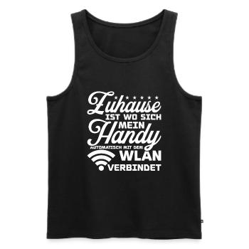 Zuhause ist wo mein Handy mit Wlan verbindet - Männer Premium Bio Tank Top - Schwarz - Vorne - Michal (187cm)