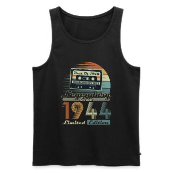 Legendary Since 1944 Vintage Birthday Gift - Men's Premium Organic Tank Top - black - Front - Michal (187cm)