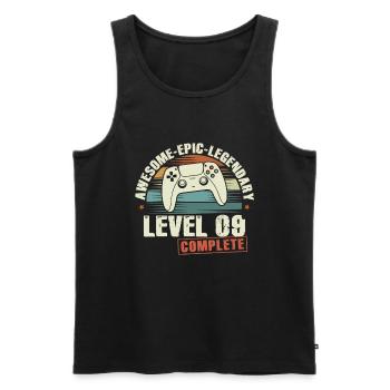 Level 09 Complete 09th Birthday Gift - Men's Premium Organic Tank Top - black - Front - AI Model Male 178 light (178cm)