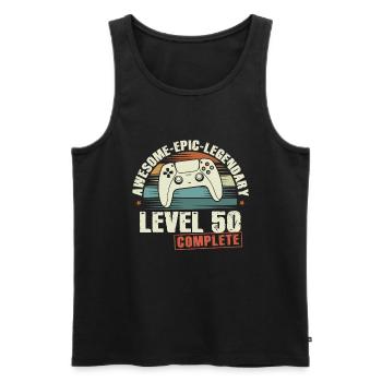 Level 50 Complete 50th Birthday Gift - Men's Premium Organic Tank Top - black - Front - AI Model Male 178 light (178cm)