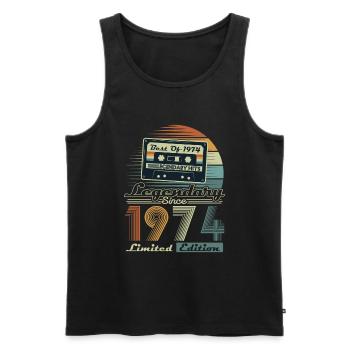Legendary Since 1974 Vintage Birthday Gift - Men's Premium Organic Tank Top - black - Front - Michal (187cm)