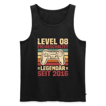 Level 08 freigeschaltet legendär seit 2016 - Männer Premium Bio Tank Top - Schwarz - Vorne - AI Model Male 178 light (178cm)