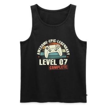 Level 7 Complete 7th Birthday Gift - Men's Premium Organic Tank Top - black - Front - AI Model Male 178 light (178cm)