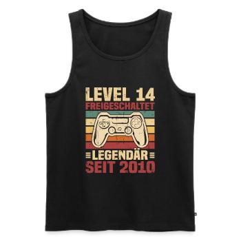 Level 14 freigeschaltet legendär seit 2010 - Männer Premium Bio Tank Top - Schwarz - Vorne - AI Model Male 178 light (178cm)
