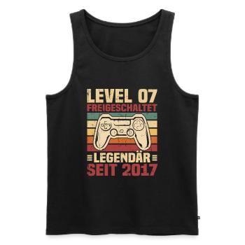 Level 7 freigeschaltet legendär seit 2017 - Männer Premium Bio Tank Top - Schwarz - Vorne - Michal (187cm)