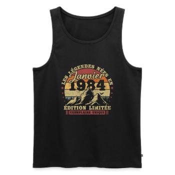 Vintage January 1984 Retro Birthday Gift - Men's Premium Organic Tank Top - black - Front - Michal (187cm)