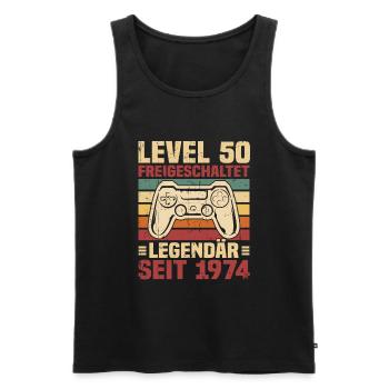 Level 50 freigeschaltet legendär seit 1974 - Männer Premium Bio Tank Top - Schwarz - Vorne - Michal (187cm)