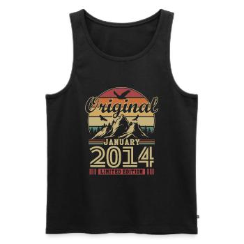 Original January 2014 Vintage Birthday 2014 - Men's Premium Organic Tank Top - black - Front - AI Model Male 178 light (178cm)