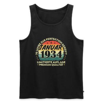 January 1934 Vintage Gift Birthday 90 Years - Men's Premium Organic Tank Top - black - Front - Michal (187cm)