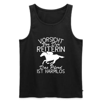 Vorsicht vor der reiterin das pferd ist harmlos - Männer Premium Bio Tank Top - Schwarz - Vorne - AI Model Male 178 light (178cm)