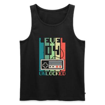 Level 4 freigeschaltet - Männer Premium Bio Tank Top - Schwarz - Vorne - Michal (187cm)