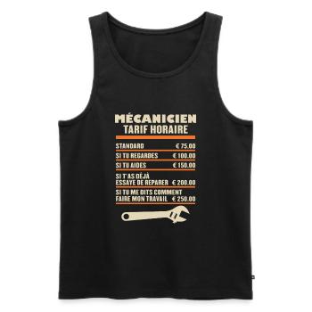 Mécanicien Tarif Horaire - Débardeur bio Premium Homme - noir - Devant - AI Model Male 178 light (178cm)