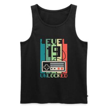 Level 19 freigeschaltet - Männer Premium Bio Tank Top - Schwarz - Vorne - Michal (187cm)