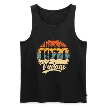 Cadeau d’anniversaire vintage 1974 50 ans - Débardeur bio Premium Homme - noir - Devant - Michal (187cm)
