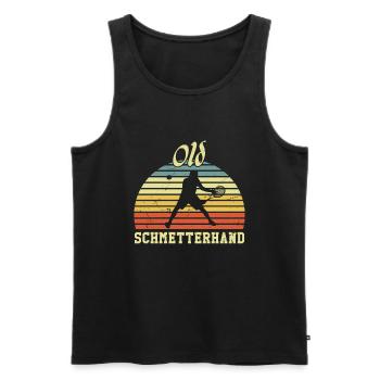 Tennis Retro Old Schmetterhand - Männer Premium Bio Tank Top - Schwarz - Vorne - Michal (187cm)