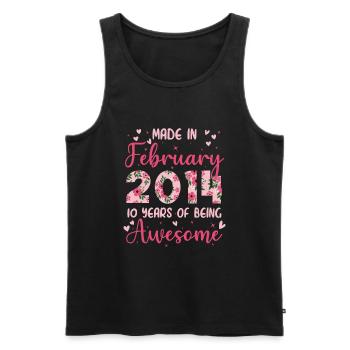 Februar 2014 Geschenk zum 10-jährigen Jubiläum für Frauen - Männer Premium Bio Tank Top - Schwarz - Vorne - Michal (187cm)