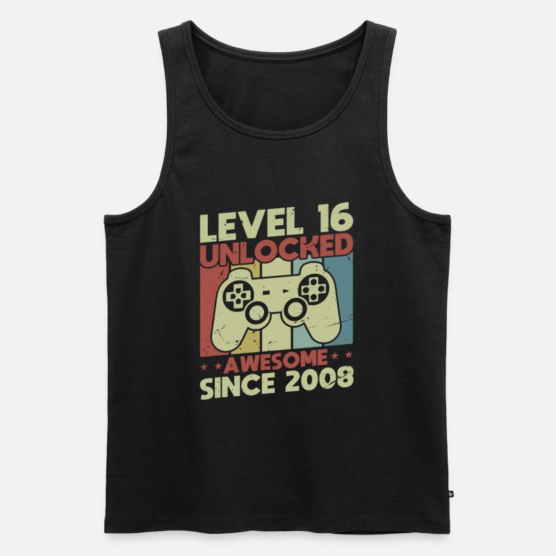 Level 16 freigeschaltet - Männer Premium Bio Tank Top - Schwarz