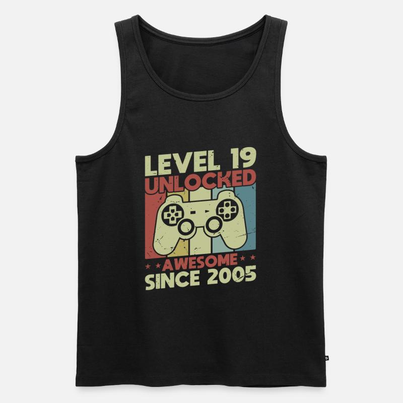 Level 19 freigeschaltet - Männer Premium Bio Tank Top - Schwarz