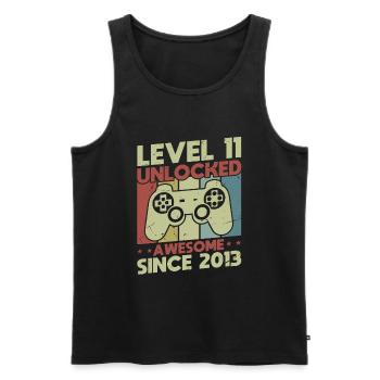 Level 11 Unlocked - Men's Premium Organic Tank Top - black - Front - AI Model Male 178 light (178cm)