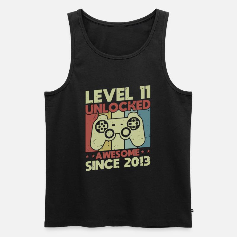 Level 11 freigeschaltet - Männer Premium Bio Tank Top - Schwarz