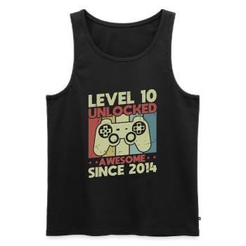 Level 10 freigeschaltet - Männer Premium Bio Tank Top - Schwarz - Vorne - AI Model Male 178 light (178cm)