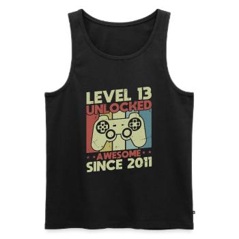 Level 13 freigeschaltet - Männer Premium Bio Tank Top - Schwarz - Vorne - AI Model Male 178 light (178cm)