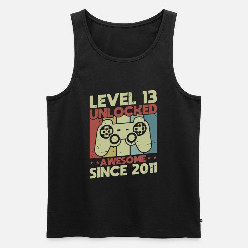 Level 13 freigeschaltet - Männer Premium Bio Tank Top - Schwarz