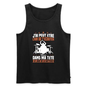 In my head I'm playing drums - Men's Premium Organic Tank Top - black - Front - AI Model Male 178 light (178cm)