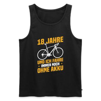 J’ai 18 ans et je roule toujours sans batterie - Débardeur bio Premium Homme - noir - Devant - Michal (187cm)