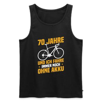 70 ans et je roule toujours sans batterie - Débardeur bio Premium Homme - noir - Devant - Michal (187cm)