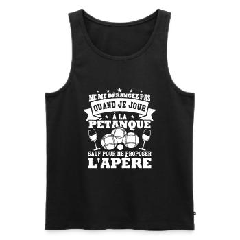 Ne me dèrangez pas quand je joue a la pétanque - Débardeur bio Premium Homme - noir - Devant - Michal (187cm)