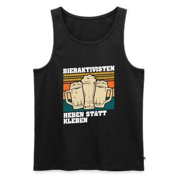 Beer activists: Lifting instead of gluing - Men's Premium Organic Tank Top - black - Front - AI Model Male 178 light (178cm)