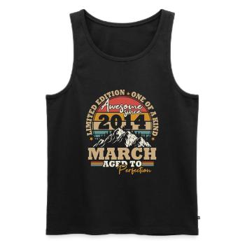 Mars 2014 Vintage Cadeau D'anniversaire Rétro - Débardeur bio Premium Homme - noir - Devant - Michal (187cm)