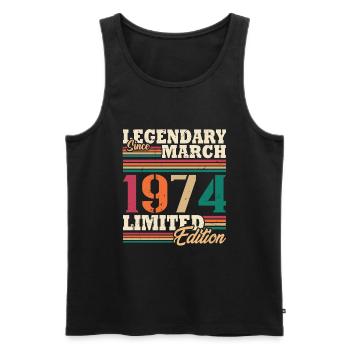 Vintage 1974 Mars Cadeau Anniversaire Rétro - Débardeur bio Premium Homme - noir - Devant - Michal (187cm)