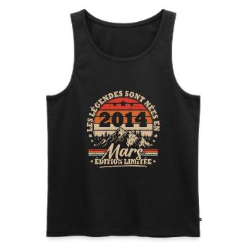 Vintage Cadeau Anniversaire Nées En Mars 2014 - Débardeur bio Premium Homme - noir - Devant - Michal (187cm)