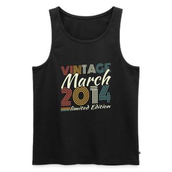 Mars 2014 Vintage Rétro Cadeau D'anniversaire - Débardeur bio Premium Homme - noir - Devant - Michal (187cm)