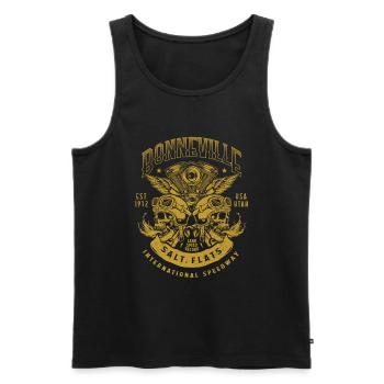 Bonneville Salt Flats Motorcycle Racing Biker - Men's Premium Organic Tank Top - black - Front - Michal (187cm)