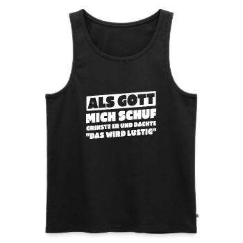 When God created me, I thought this was going to be funny - Men's Premium Organic Tank Top - black - Front - Michal (187cm)