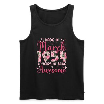 Mars 1954 Cadeau Anniversaire 70 Ans Pour Femme - Débardeur bio Premium Homme - noir - Devant - Michal (187cm)