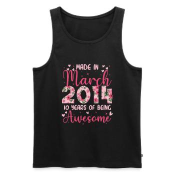 März 2014 Geschenk zum 10-jährigen Jubiläum für Mädchen - Männer Premium Bio Tank Top - Schwarz - Vorne - Michal (187cm)
