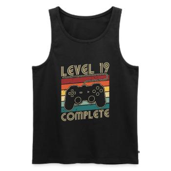Niveau 19 Complet Cadeau d’anniversaire 19 ans - Débardeur bio Premium Homme - noir - Devant - Michal (187cm)