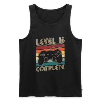 Cadeau d'anniversaire complet de 16 ans niveau 16 - Débardeur bio Premium Homme - noir - Devant - Michal (187cm)