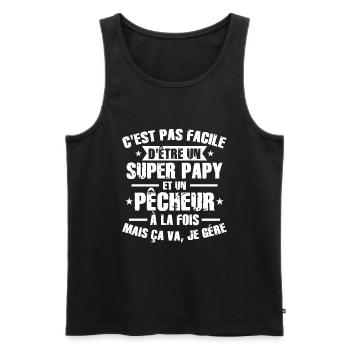 Super Opa und Fischer - Männer Premium Bio Tank Top - Schwarz - Vorne - AI Model Male 178 light (178cm)