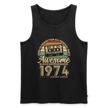 Jahrgang 1974 Geburtstagsgeschenk Geboren 1974 - Männer Premium Bio Tank Top - Schwarz - Vorne - Michal (187cm)