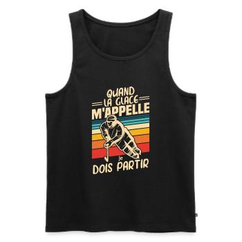 Quand la glace m'appelle je dois partir Hockey - Men's Premium Organic Tank Top - black - Front - Michal (187cm)