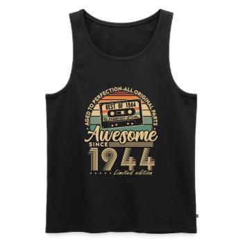 Jahrgang 1944 Geburtstagsgeschenk Geboren 1944 - Männer Premium Bio Tank Top - Schwarz - Vorne - Michal (187cm)